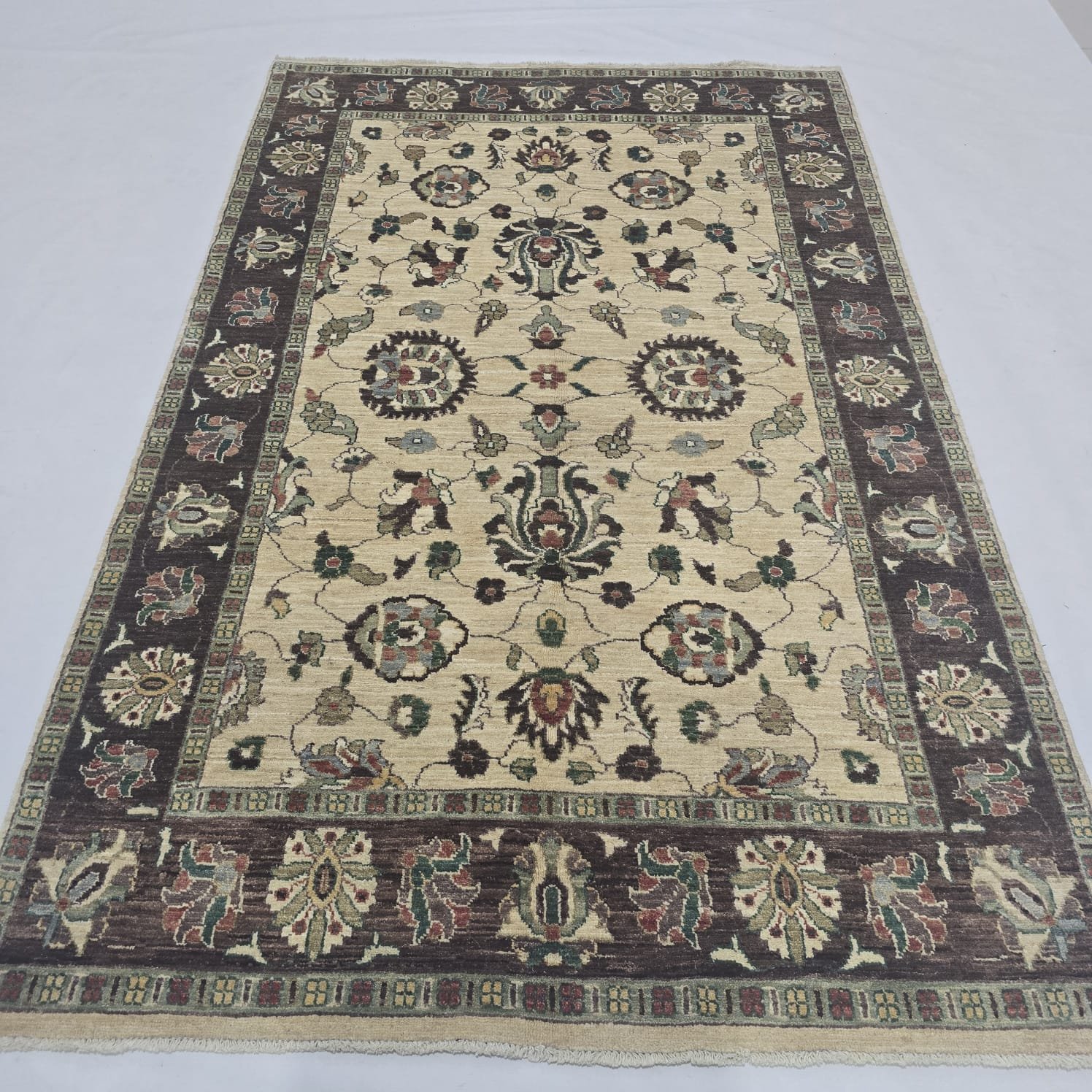 whatsapp image 2026 09 15 at 6.00.32 pm Handmade wool and cotton area rug or runner with classic floral Tribal pattern displayed on floor