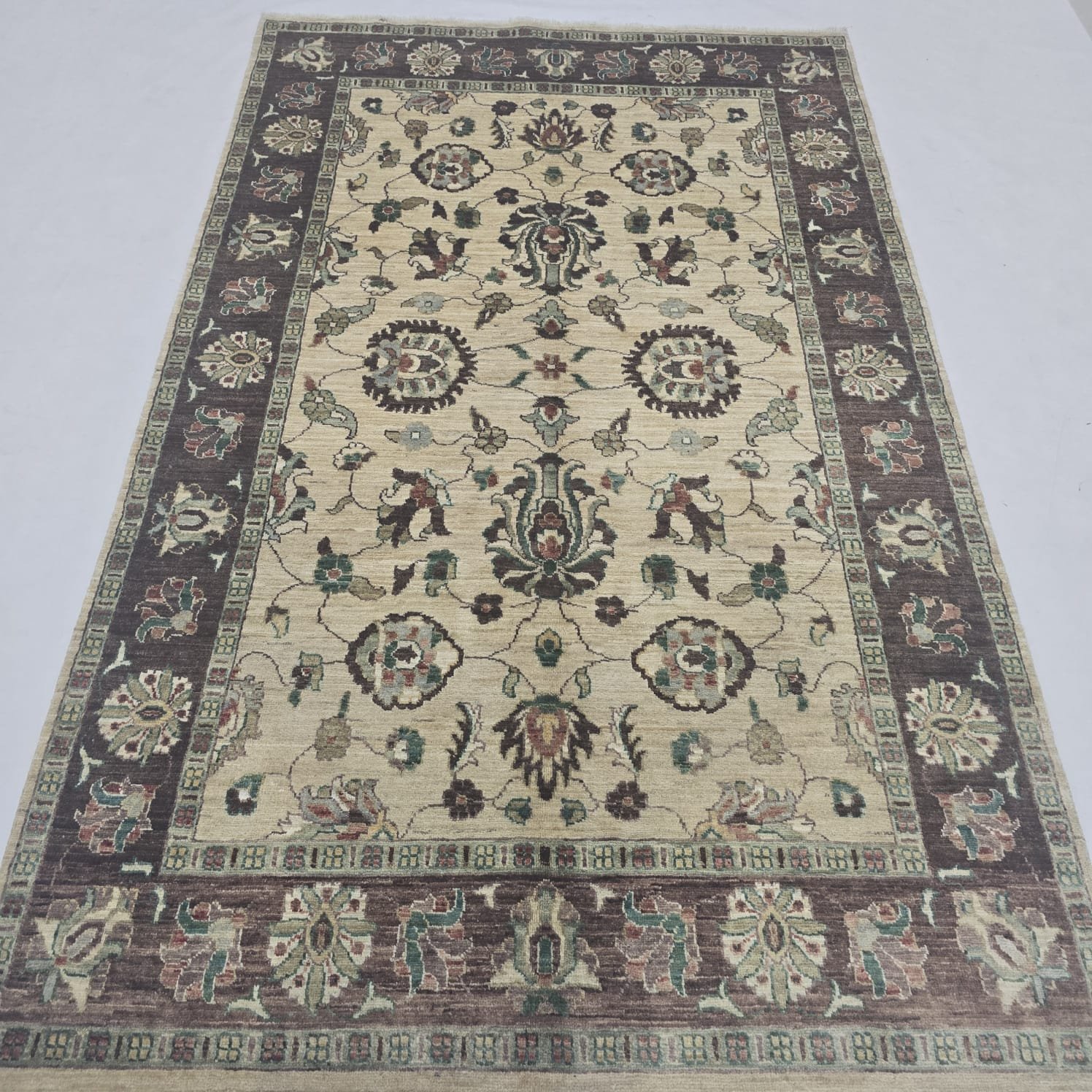 whatsapp image 2026 09 15 at 6.03.01 pm (1) Handmade wool and cotton area rug or runner with classic floral Tribal pattern displayed on floor